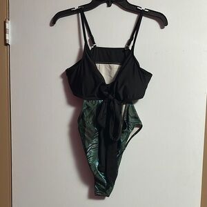 Black and Green One Piece Swimsuit